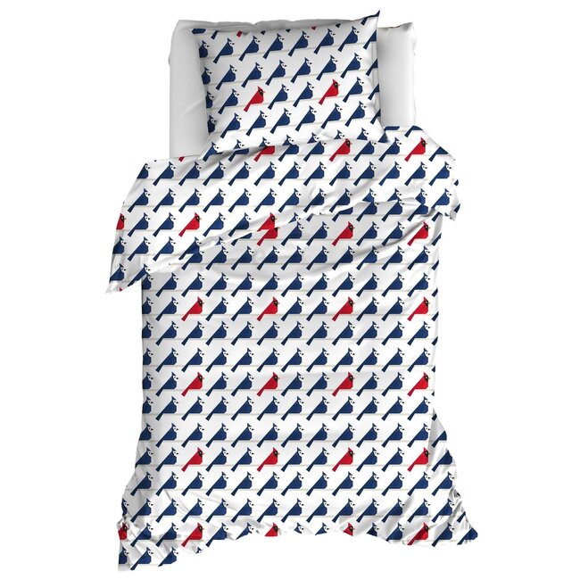 MerchandiseFever Moodit Dekbedovertrek Odil Flipo Cuckoo Red - 140 x 200/220 + 60 x 70 cm - Wit - Katoen