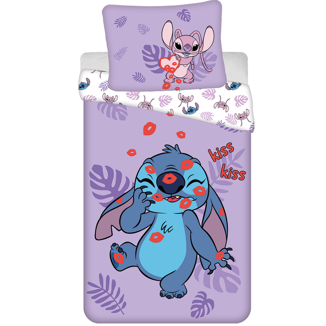 MerchandiseFever Disney Lilo & Stich Dekbedovertrek Kisses - 140 x 200 cm + 70 x 90 cm - Katoen