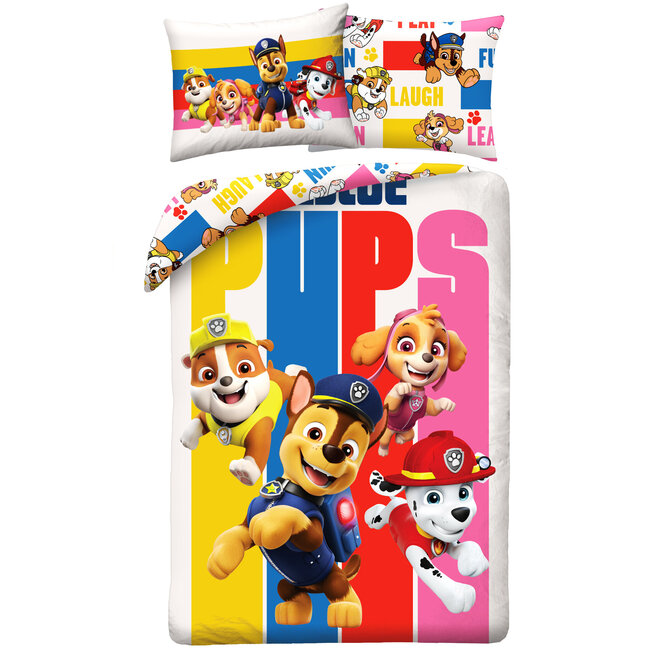 MerchandiseFever PAW Patrol Dekbedovertrek, Rescue Pups - Eenpersoons - 140 x 200 cm / 70 x 90 cm - Katoen