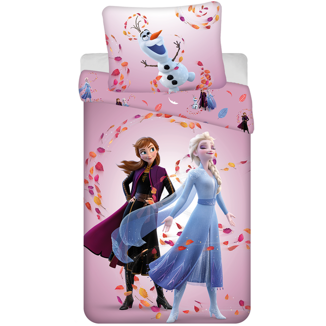 MerchandiseFever Disney Frozen Dekbedovertrek, Magical Time - Eenpersoons 140 x 200 + 70 x 90 cm - Katoen