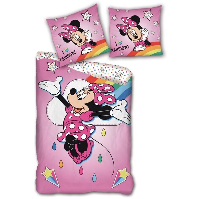 MerchandiseFever Disney Minnie Mouse Dekbedovertrek, Rainbows - 140 x 200 + 63 x 63 cm - Polyester