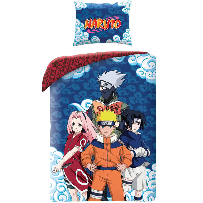 MerchandiseFever Naruto Dekbedovertrek, Sasuke Sakura Kakashi - Eenpersoons - 140 x 200 + 65 x 65 cm - Katoen