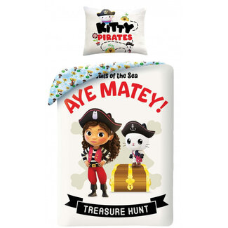 MerchandiseFever Gabby's poppenhuis Dekbedovertrek Kitty Pirates - 140 x 200 cm + 70 x 90 cm Katoen
