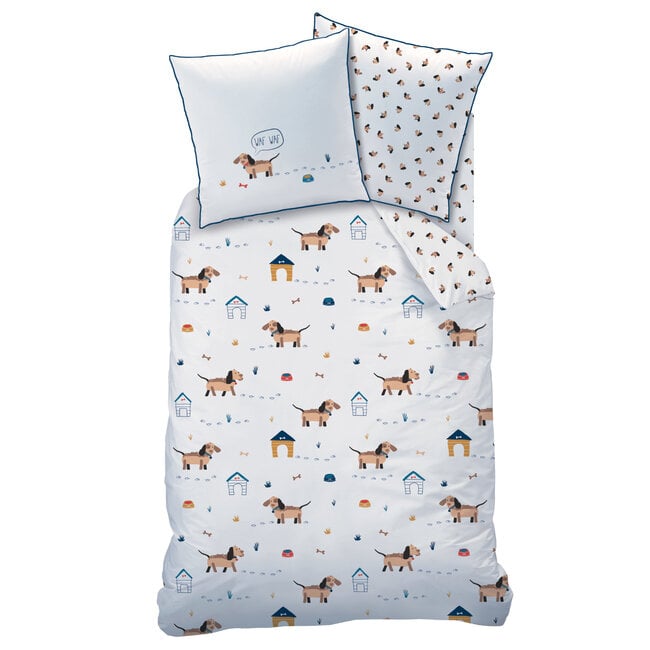 MerchandiseFever Matt & Rose Dekbedovertrek, Waf Waf - 140 x 200 cm + 63 x 63 cm - Katoen