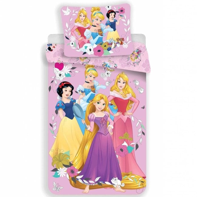 MerchandiseFever Disney Princess Pink - Dekbedovertrek - Eenpersoons - 140 x 200 cm - Multi
