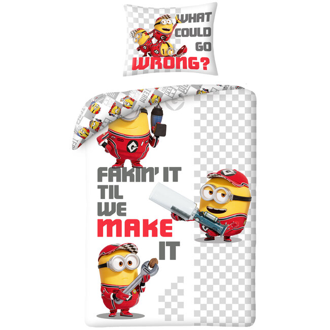 MerchandiseFever Minions Dekbedovertrek, Fakin' It - Eenpersoons - 140 x 200 + 70 x 90 cm - Polyester