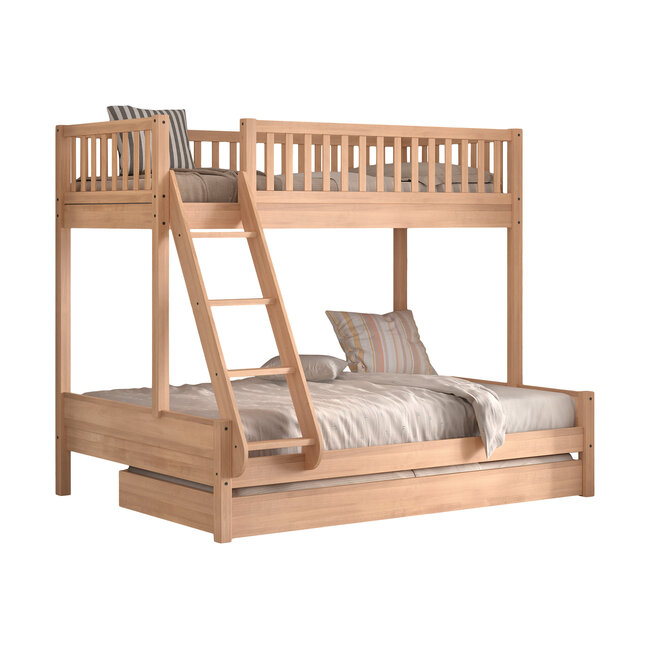 Vipack Vipack Seda 3-persoons stapelbed van beukenhout 90x200 + 140x200 cm