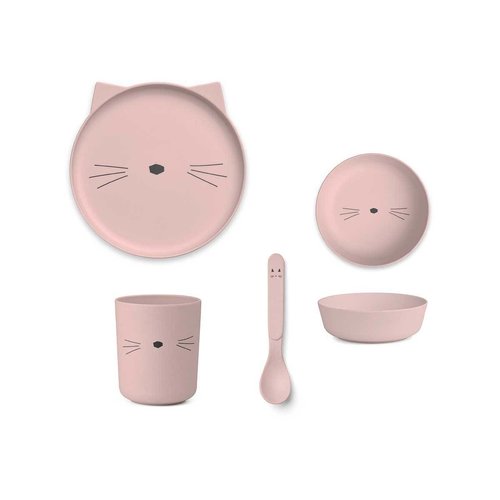 Liewood Bamboo serviesset kat roze Liewood Bamboo serviesset kat roze