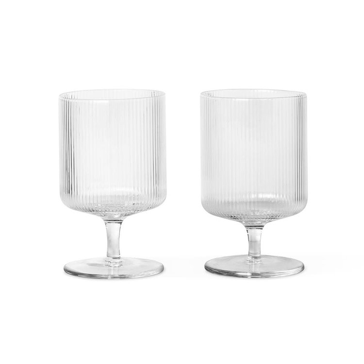 ferm LIVING ferm LIVING set 2 wijnglas Ripple helder