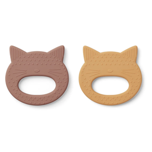 Liewood Geo Teether Cat 2 pack pink yellow