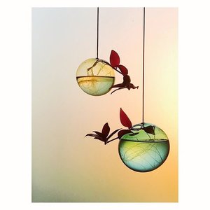 Studio About Vase Flower Bubble hanging small amber