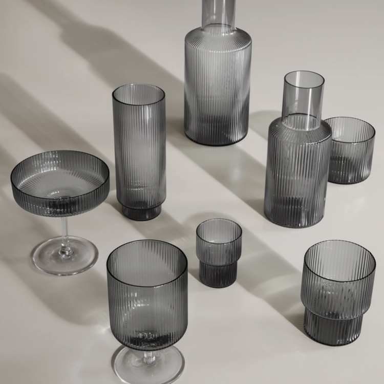 ferm LIVING ferm LIVING Ripple set 4 glazen klein smoke