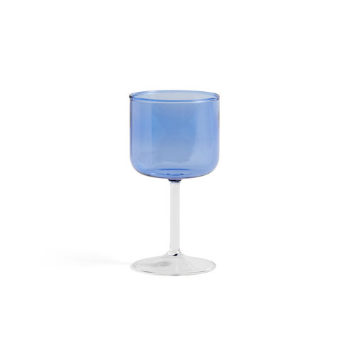 HAY Wijnglas set van 2  Tint blauw helder