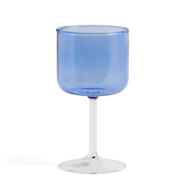HAY HAY wijnglas set van 2  Tint blauw helder