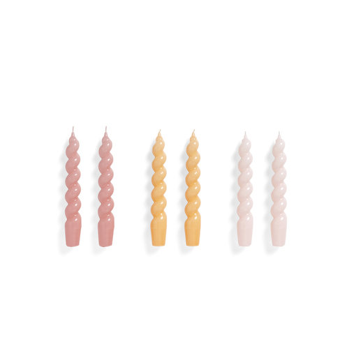 HAY Set 6 kaars Spiral roze peach lichtroze HAY Set 6 kaars Spiral roze peach lichtroze