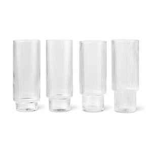 ferm LIVING ferm LIVING set 4 Ripple longdrink glazen helder