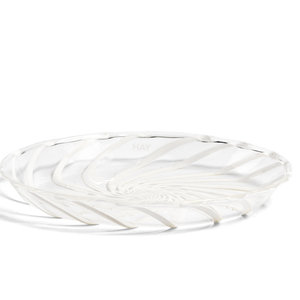 HAY HAY set of 2 Spin saucer clear white stripe