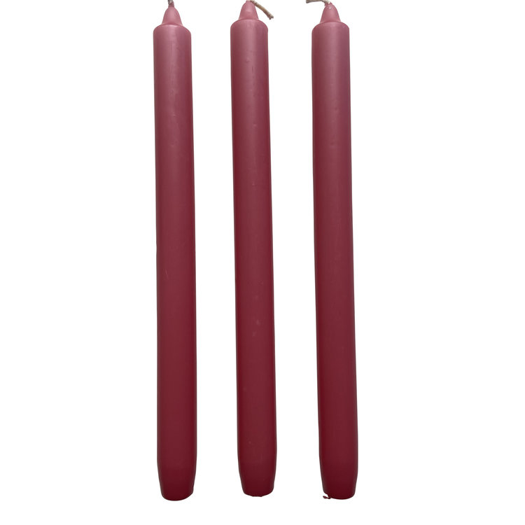 Groen+Akker Set van 3 dinerkaarsen fuchsia