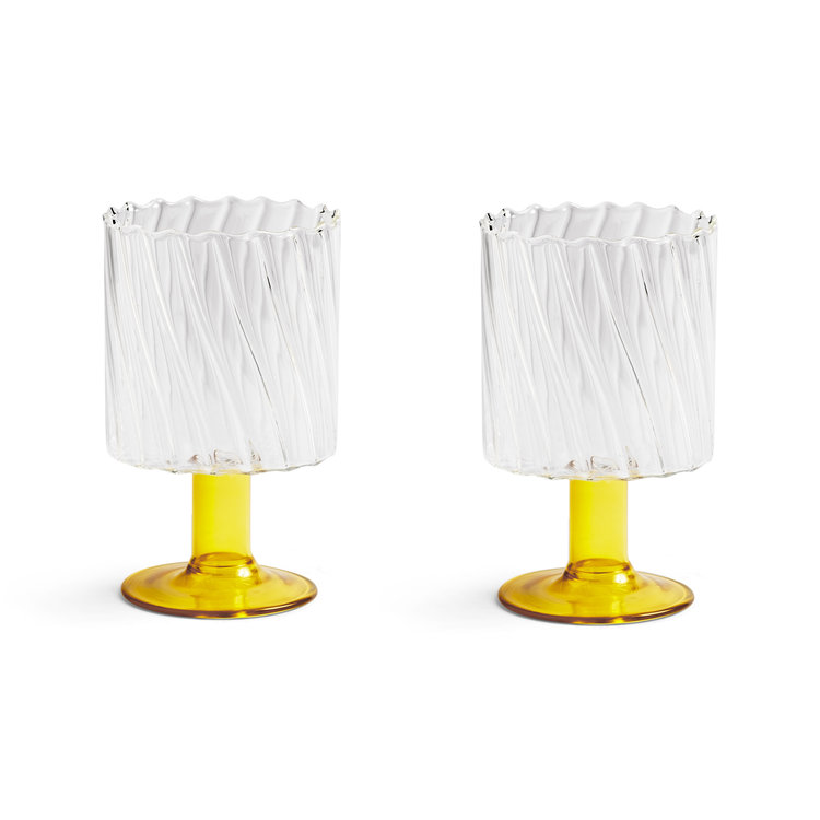 &k amsterdam &k set of 2 glasses Twirl yellow