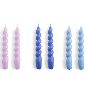 HAY Set 6 Spiral candles lilac purple blue light blue