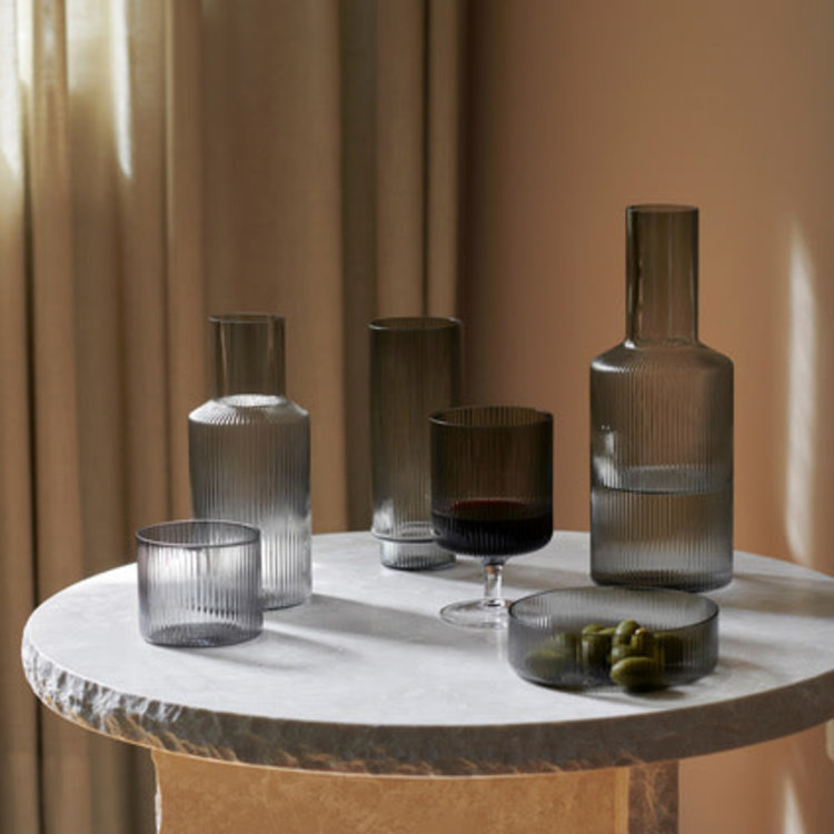 ferm LIVING Set 4 Ripple bowl smoke