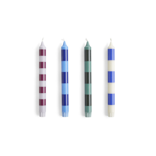 HAY Set  of 4 candles Stripe Blues