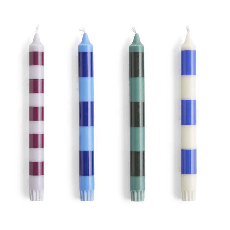 HAY HAY set of 4 candles Stripe Blues