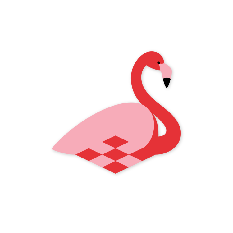 Flettede Fugle Paper bird ornament Flamingo