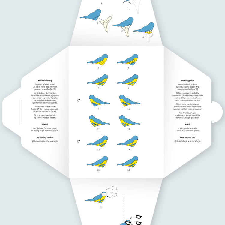 Flettede Fugle Vogelhanger papier Pimpelmees