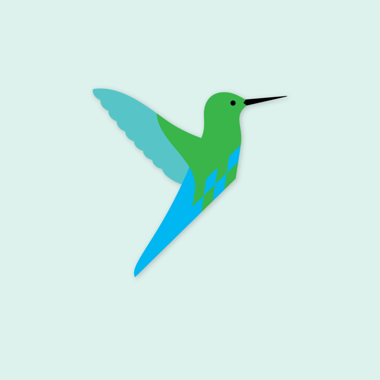 Flettede Fugle Paper bird ornament Hummingbird  green