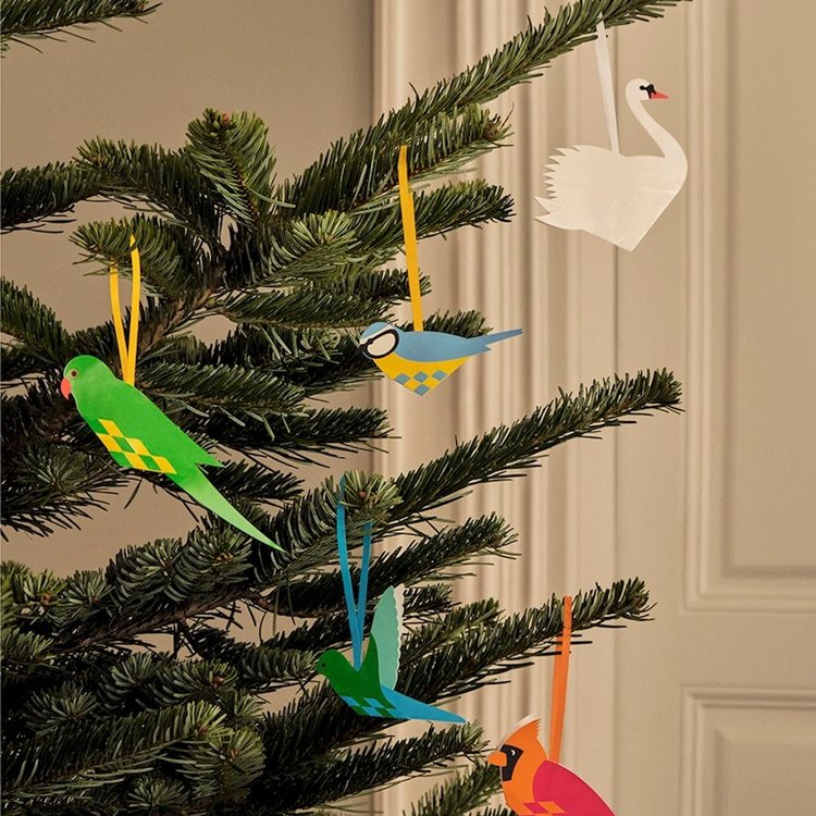 Flettede Fugle Paper bird ornament Peacock