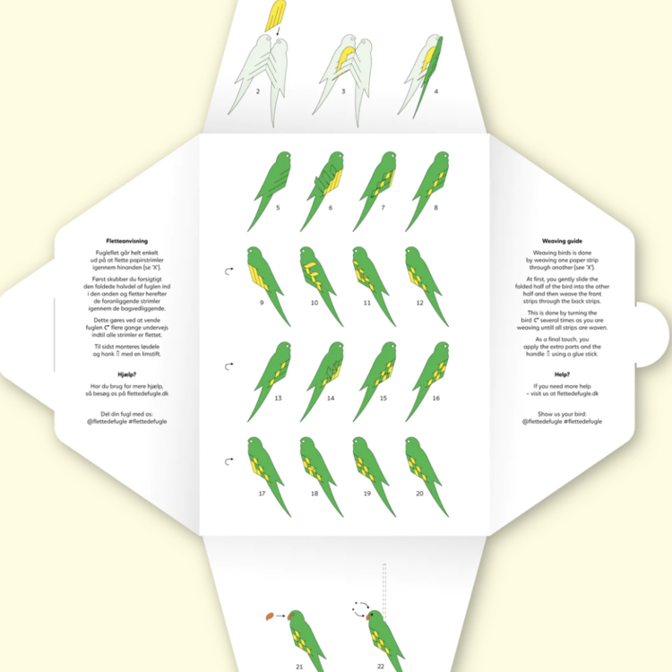 Flettede Fugle Vogelhanger papier Parkiet groen