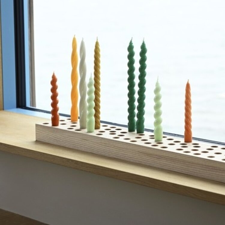 HAY HAY set of 6 candles long green aqua yellow pink