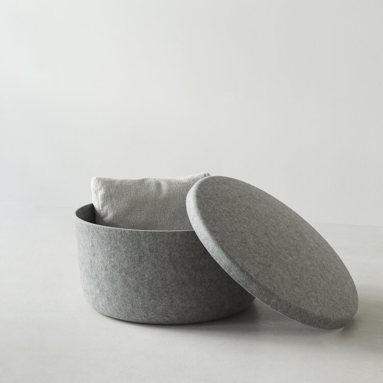 Normann Copenhagen Hide Storage pouf large grey