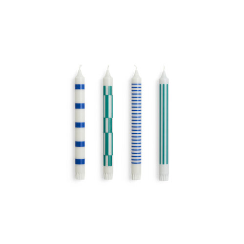 HAY Set of 4 candles Pattern l.grey/blue/green