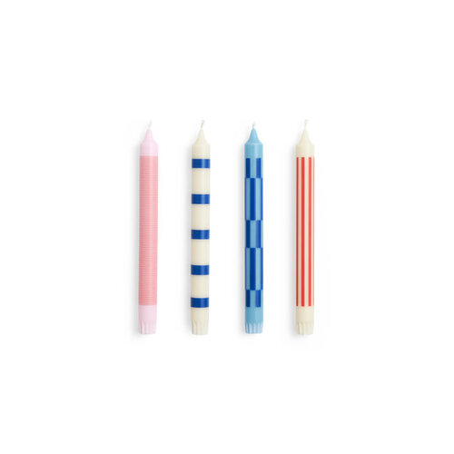 HAY Set of 4 candles Pattern pink/red