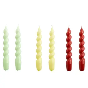 HAY Set 6 Spiral candles mint citrus burgundy