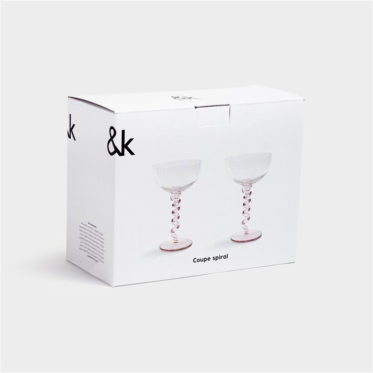 &k amsterdam &k Set 2 glazen Coupe Spiral pink