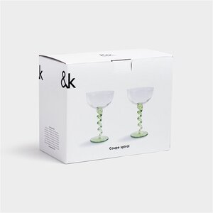 &k amsterdam &k Set 2 glazen Coupe Spiral green