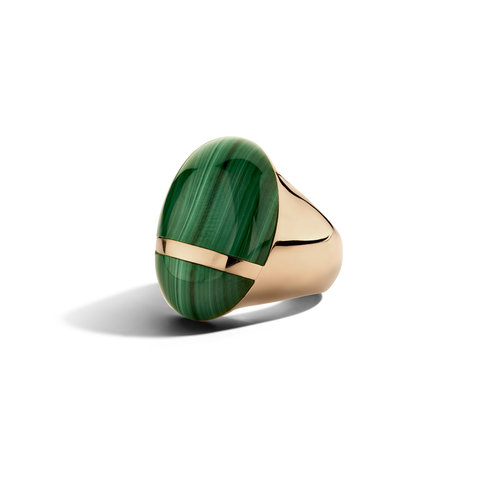 Leon Martens Scarabeo ring in roségoud met malachiet Leon Martens Juwelier Leon Martens Scarabeo ring in roségoud met malachiet Leon Martens Juwelier