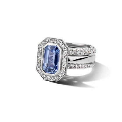 Leon Martens Duo ring met blauwe saffier en diamant Leon Martens Duo ring met blauwe saffier en diamant