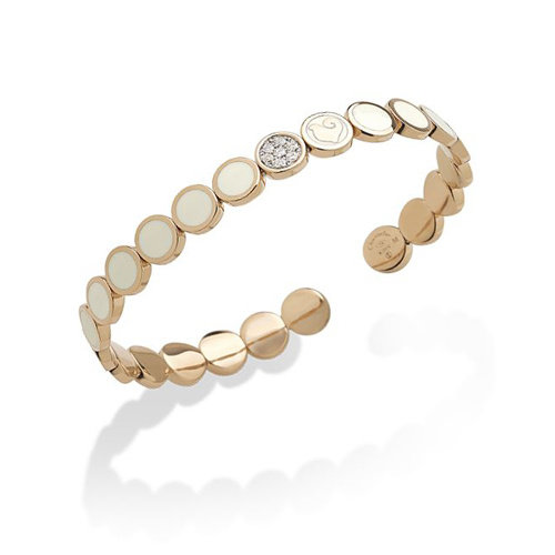 Chantecler Paillette armband in roségoud, wit geëmailleerd met diamant Leon Martens Juwelier Chantecler Paillette armband in roségoud, wit geëmailleerd met diamant Leon Martens Juwelier
