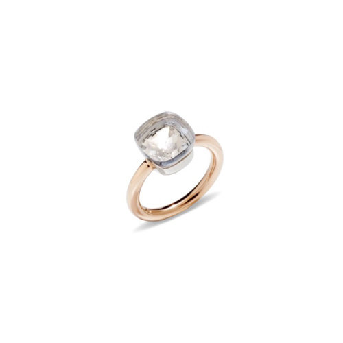 Pomellato Nudo Classic ring in rosé- en witgoud met witte topaas Leon Martens Juwelier