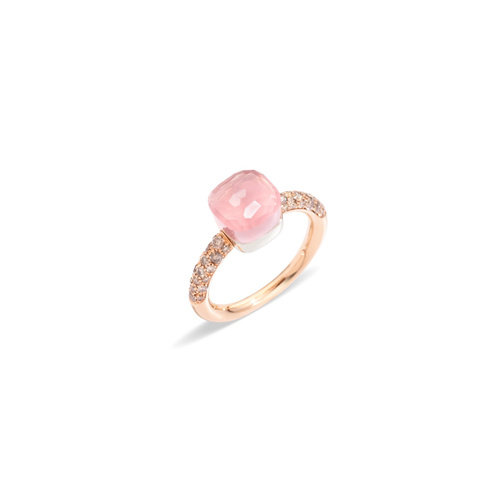 Pomellato Nudo Petit ring in rosé- en witgoud met rozenkwarts, chalcedoon en bruine diamant Leon Martens Juwelier Pomellato Nudo Petit ring in rosé- en witgoud met rozenkwarts, chalcedoon en bruine diamant Leon Martens Juwelier