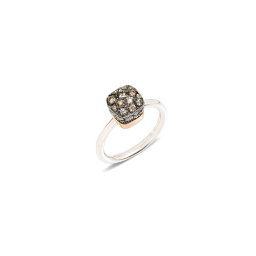 Pomellato Nudo Solitaire ring in wit- en roségoud met bruine diamant Leon Martens Juwelier Pomellato Nudo Solitaire ring in wit- en roségoud met bruine diamant Leon Martens Juwelier