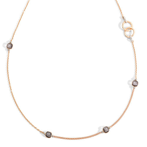 Pomellato Nudo collier in rosé- en witgoud met obsidiaan Leon Martens Juwelier