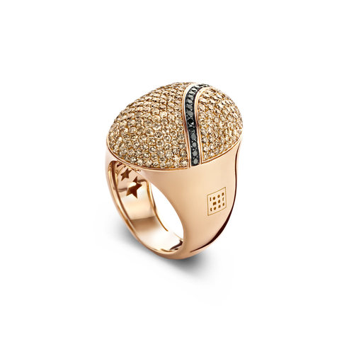 Scarabeo ring in roségoud met bruine en zwarte diamant Leon Martens Juwelier