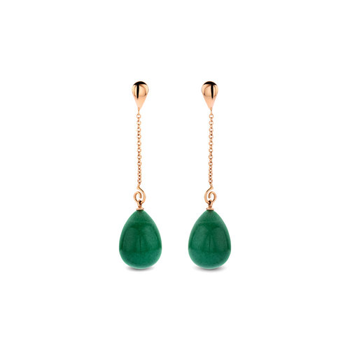 Leon Martens oorhangers in roségoud met chrysopraas Leon Martens Juwelier