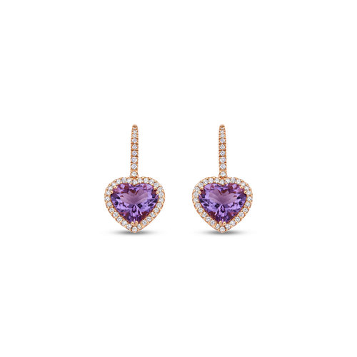 Leon Martens oorhangers in roségoud met diamant en amethist Leon Martens Juwelier Leon Martens oorhangers in roségoud met diamant en amethist Leon Martens Juwelier