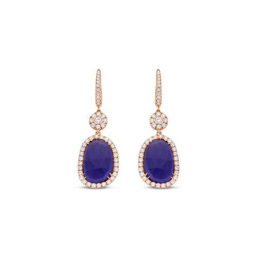 Leon Martens oorhangers in roségoud met diamant en ioliet Leon Martens Juwelier Leon Martens oorhangers in roségoud met diamant en ioliet Leon Martens Juwelier
